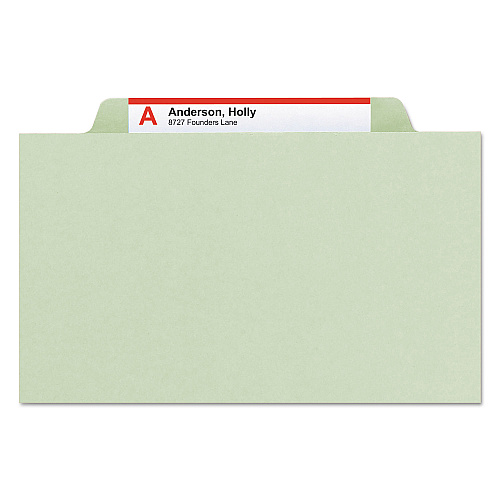 Smead Recycled Pressboard Classification Folders, 2" Expansion, 1 Divider, 4 Fasteners, Legal Size, Gray-Green, 10/Box 8 1/2" x 14" - 2" Expansion - 4 x 2K Fastener(s) - 1" Fastener Capacity, 2" Fastener Capacity - Top Tab Location - Right of Cent (18722)