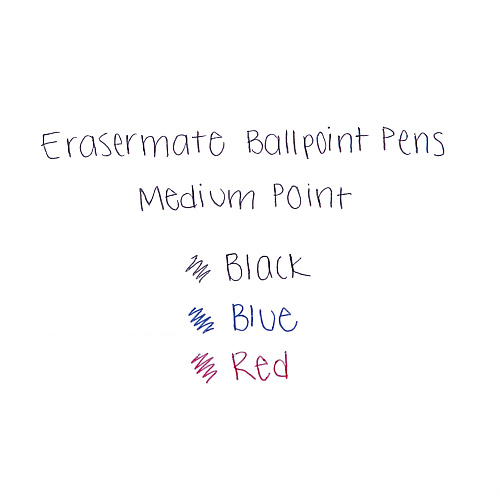 Paper Mate Eraser Mate Ballpoint Pen, Stick, Medium 1 mm, Red Ink, Red Barrel, Dozen (3920158)