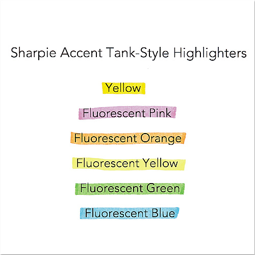 Sharpie Tank Style Highlighters with Open-Stock Box, Assorted Ink Colors, Chisel Tip, Assorted Barrel Colors, Dozen (25053)