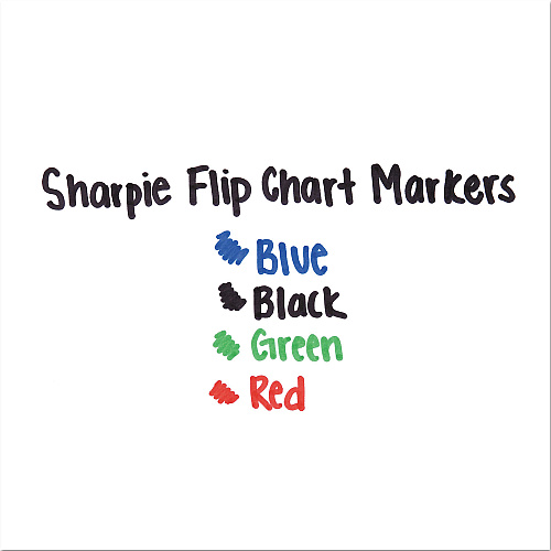 Sharpie Flip Chart Marker, Broad Bullet Tip, Assorted Colors, 4/Set (22474)