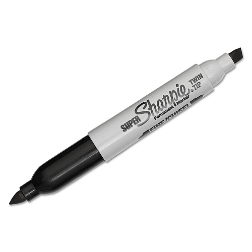 Sharpie Super Twin-Tip Permanent Marker, Medium/Broad Bullet/Chisel Tips, Black (36201)
