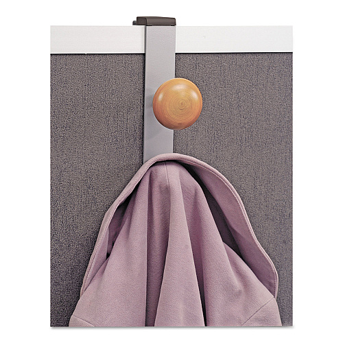 Alba Cubicle Garment Peg, 2-Hook, 1.2 x 1.38 x 7.9, Wood, Metallic Gray, 1.5 lb Capacity (PM2PARTBO)