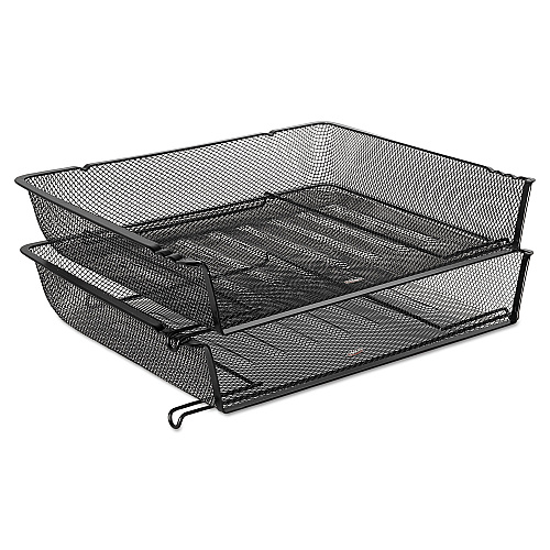 Rolodex Mesh Stacking Side Load Tray, 1 Section, Letter Size Files, 14.25" x 10.13" x 2.75", Black (62555)