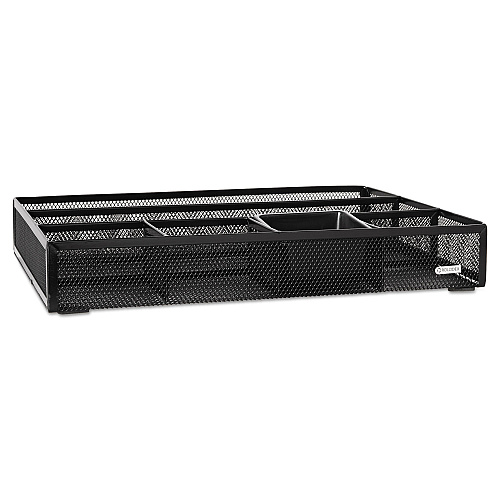 Rolodex Metal Mesh Deep Desk Drawer Organizer, Six Compartments, 15.25 x 11.88 x 2.5, Black (22131)