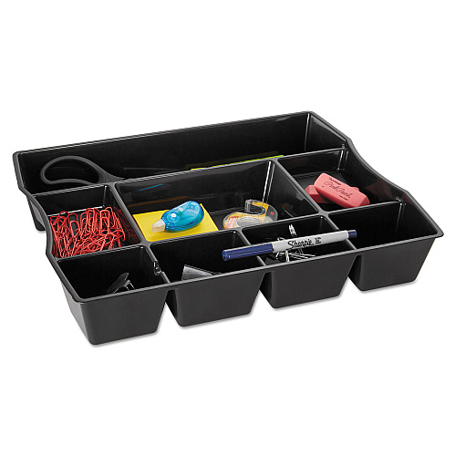Rubbermaid Regeneration Deep Drawer Organizer, Eight Compartments, 14.88 x 11.88 x 2.5, Plastic, Black (21864)