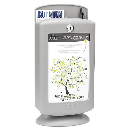 Safco Customizable Plastic Suggestion Box, 7 x 5 x 14.5, Light Gray (4233GR)
