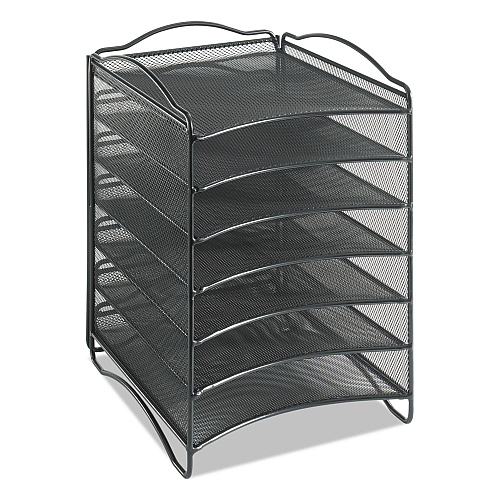 Safco Onyx Steel Mesh Lliterature Sorter, Six Compartments, 10.25 x 12.75 x 15.25, Black (9431BL)