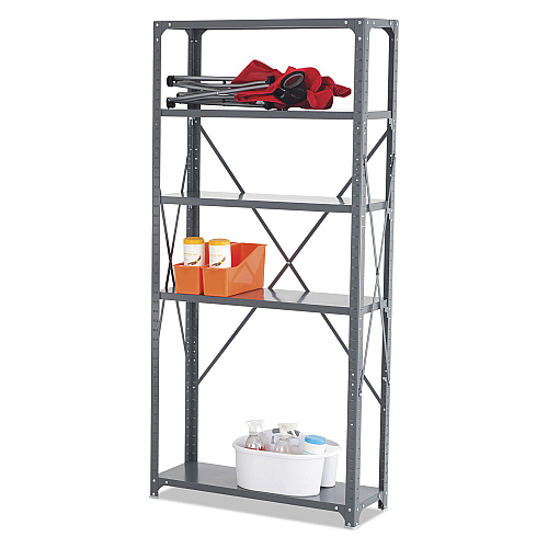 Safco Commercial Steel Shelving Unit, Five-Shelf, 36w x 12d x 75h, Dark Gray (6265)