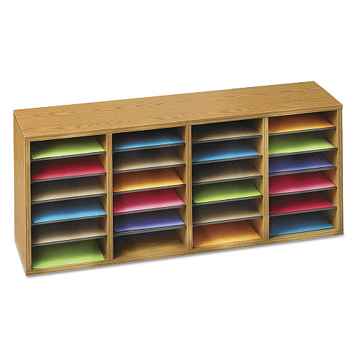 Safco Wood/Laminate Sorter, 24 Compartments, 39.25 x 11.75 x 16.25, Medium Oak (9423MO)