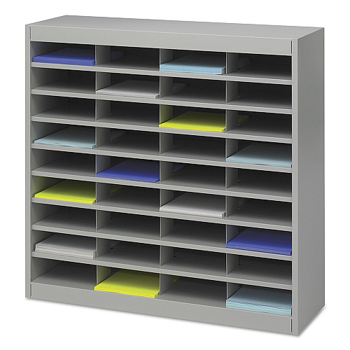 Safco Steel/Fiberboard E-Z Stor Sorter, 36 Compartments, 37.5 x 12.75 x 36.5, Gray (9221GRR)