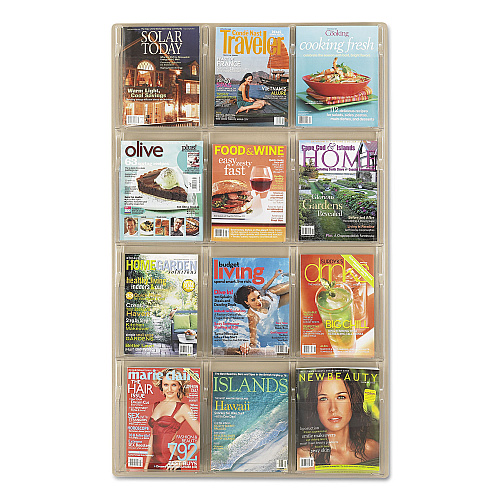 Safco Reveal Clear Literature Displays, 12 Compartments, 30w x 2d x 49h, Clear (5602CL)
