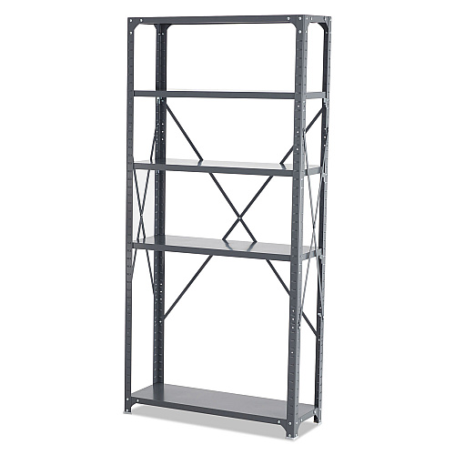 Safco Commercial Steel Shelving Unit, Five-Shelf, 36w x 12d x 75h, Dark Gray (6265)