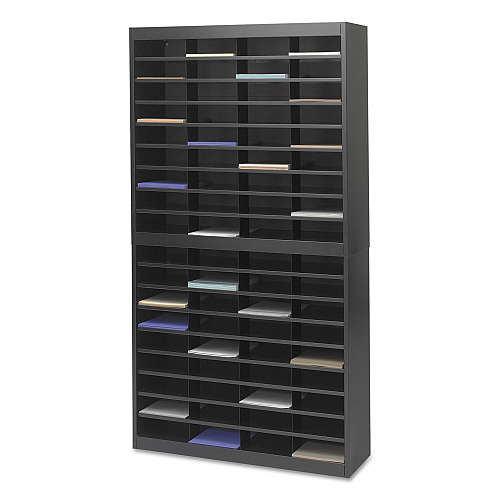 Safco Steel/Fiberboard E-Z Stor Sorter, 72 Compartments, 37.5 x 12.75 x 71, Black (9241BLR)