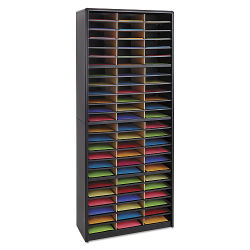 Safco Steel/Fiberboard Literature Sorter, 72 Sections, 32 1/4 x 13 1/2 x 75, Black (7131BL)