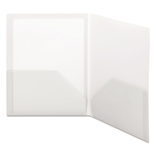 Smead Frame View Poly Two-Pocket Folder, 100-Sheet Capacity, 11 x 8.5, Clear/Oyster, 5/Pack (87706)