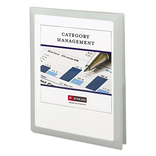 Smead Frame View Poly Two-Pocket Folder, 100-Sheet Capacity, 11 x 8.5, Clear/Oyster, 5/Pack (87706)