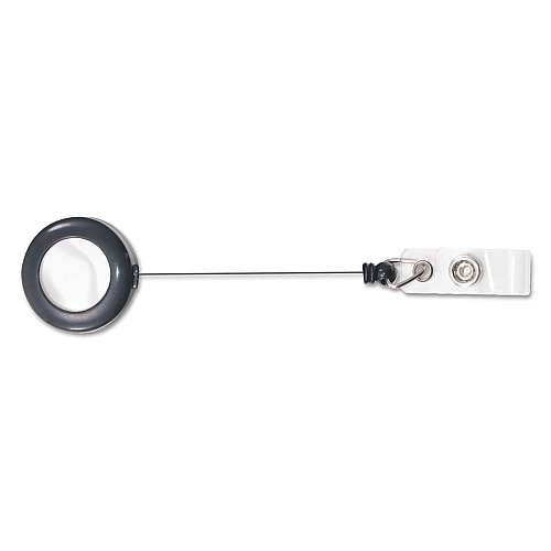 Advantus Deluxe Retractable ID Reel with Badge Holder, 24" Extension, Black, 12/Box (75407)