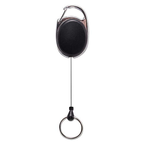 Advantus Carabiner-Style Retractable ID Card Reel, 30" Extension, Smoke, 6/Pack (75553)