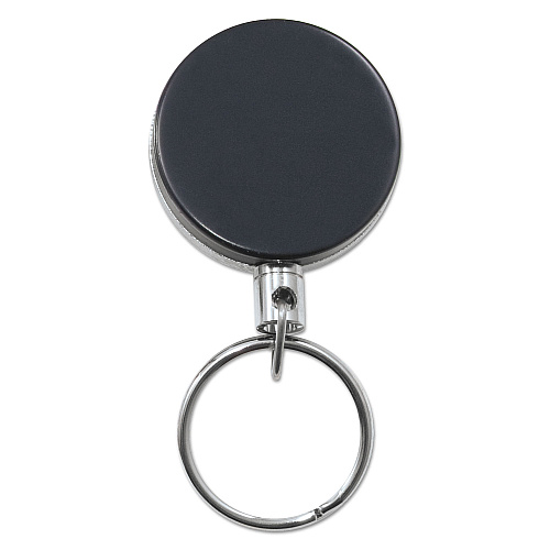 Advantus Heavy-Duty Retractable ID Card Reel, 18.5" Extension, Black/Chrome, 6/Pack (75545)