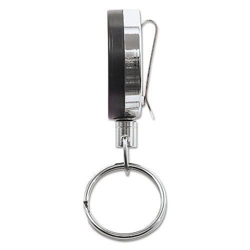 Advantus Heavy-Duty Retractable ID Card Reel, 18.5" Extension, Black/Chrome, 6/Pack (75545)