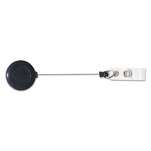 Advantus Swivel-Back Retractable ID Card Reel, 30" Extension, Black, 12/Pack (75548)