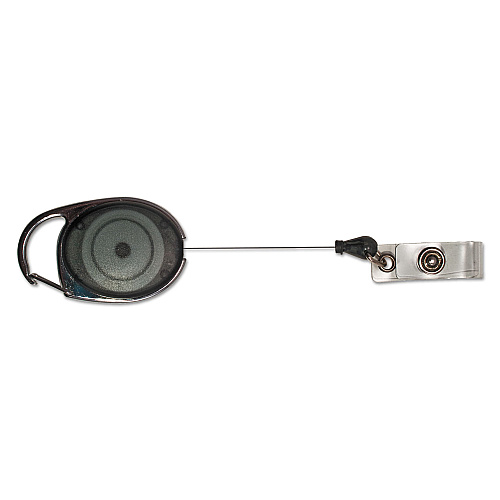 Advantus Carabiner-Style Retractable ID Card Reel, 30" Extension, Smoke, 12/Pack (75551)