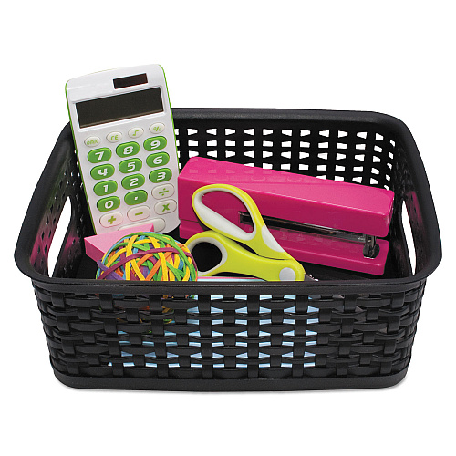 Advantus Weave Bins, 9.88 x 7.38 x 4, Black, 3/Pack (40326)