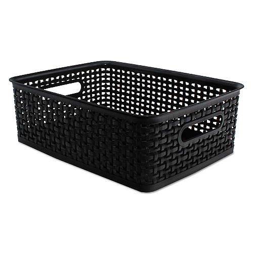 Advantus Weave Bins, 14.25 x 10.25 x 4.75, Black, 2/Pack (40327)