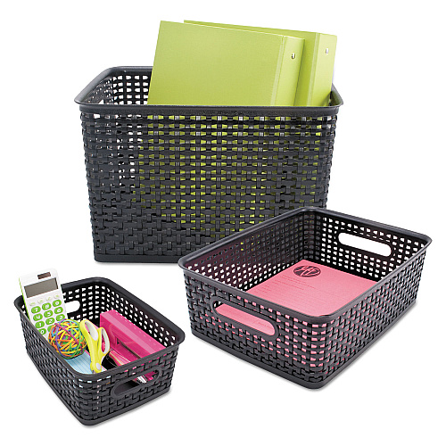 Advantus Weave Bins, 13.88 x 10.5 x 8.75, Black, 2/Pack (40328)