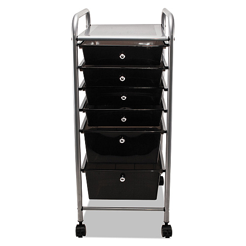 Advantus Portable Drawer Organizer, Metal, 1 Shelf, 6 Drawers, 13" x 15.38" x 32.13", Matte Gray/Smoke (34005)