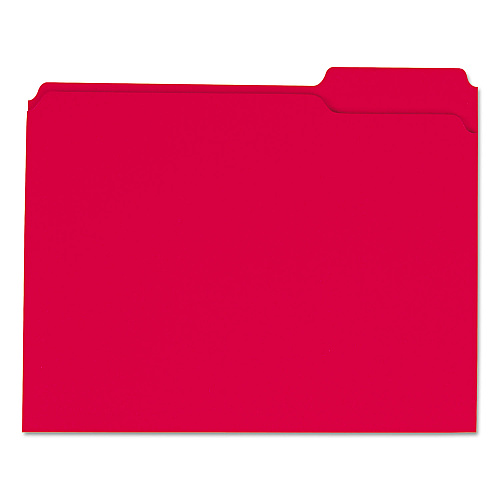 Universal Reinforced Top-Tab File Folders, 1/3-Cut Tabs: Assorted, Letter Size, 1" Expansion, Red, 100/Box (UNV16163)