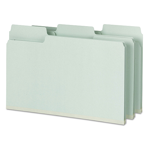 Smead SuperTab Pressboard Fastener Folders with Two SafeSHIELD Fasteners, 2" Expansion, Legal Size, Gray-Green, 25/Box (19981)
