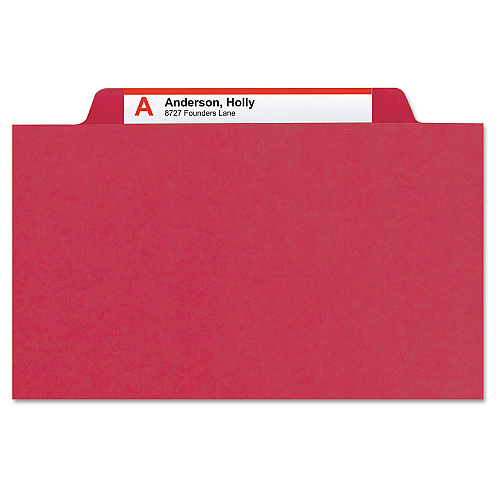 Smead Expanding Recycled Heavy Pressboard Folders, 1/3-Cut Tabs: Assorted, Letter Size, 1" Expansion, Bright Red, 25/Box (21538)