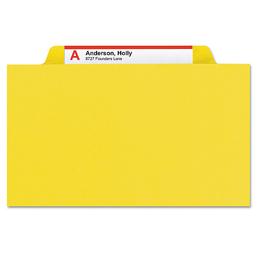 Smead Expanding Recycled Heavy Pressboard Folders, 1/3-Cut Tabs: Assorted, Letter Size, 1" Expansion, Yellow, 25/Box (21562)