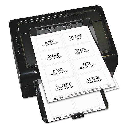 C-Line Laser Printer Name Badges, 3 3/8 x 2 1/3, White, 200/Box (92377)