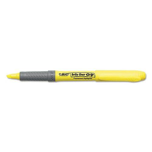 BIC Brite Liner Grip Pocket Highlighter, Assorted Ink Colors, Chisel Tip, Assorted Barrel Colors, 5/Set (GBLP51ASST)