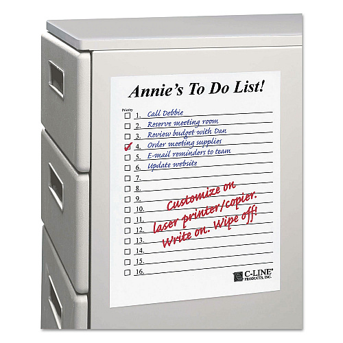 C-Line Self-Stick Dry Erase Sheets, 8.5 x 11, White Surface, 25/Box (57911)