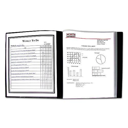 C-Line Bound Sheet Protector Presentation Book, 12 Letter-Size Sleeves, Black (33120)