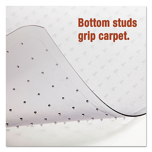 Alera Moderate Use Studded Chair Mat for Low Pile Carpet, 45 x 53, Wide Lipped, Clear (ALEMAT4553CLPL)