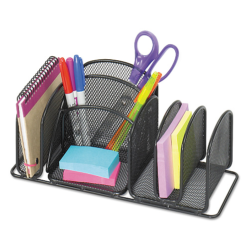 Safco Deluxe Organizer, 6 Compartments, Steel, 12.5 x 5.25 x 5.25, Black (3251BL)