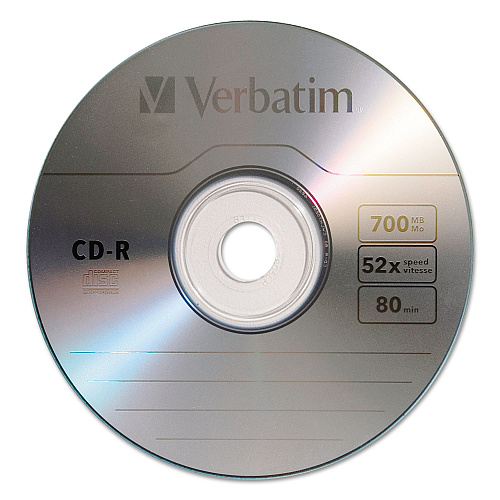 Verbatim CD-R Recordable Disc, 700 MB/80min, 52x, Spindle, Silver, 50/Pack (94691)