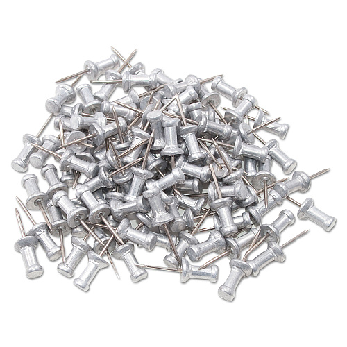 GEM Aluminum Head Push Pins, Aluminum, Silver, 0.5", 100/Box (CPAL4)