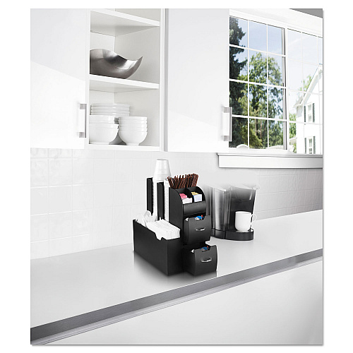 Mind Reader Coffee Condiment Caddy Organizer, 10 Compartments, 5.4 x 11 x 12.6, Black (CAD01BLK)