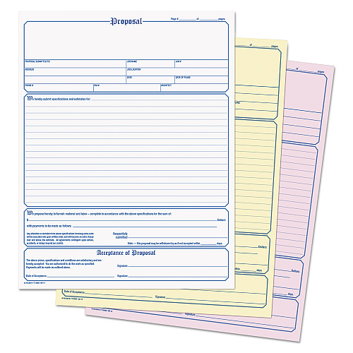 TOPS Proposal Form, Three-Part Carbonless, 11 x 8.5, 50 Forms Total (3850)