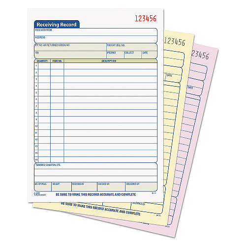 TOPS Receiving Record Book, Three-Part Carbonless, 5.56 x 7.94, 50 Forms Total (46260)