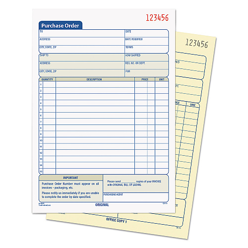 TOPS Purchase Order Book, 12 Lines, Two-Part Carbonless, 5.56 x 8.44, 50 Forms Total (46140)