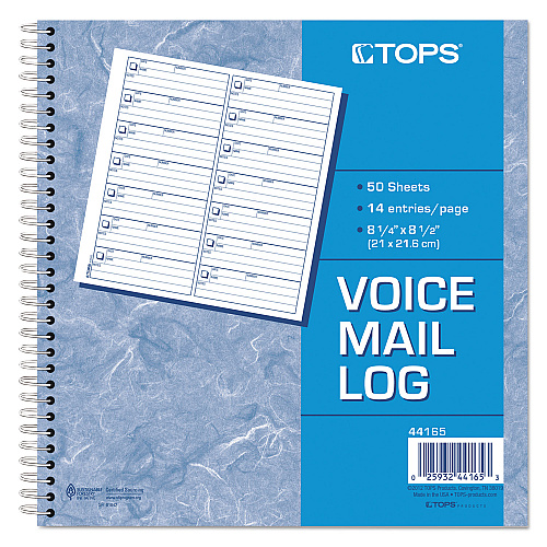 TOPS Voice Mail Message Book, One-Part (No Copies), 4 x 1.14, 14 Forms/Sheet, 1,400 Forms Total (44165)