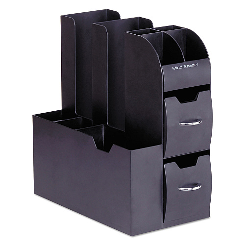 Mind Reader Coffee Condiment Caddy Organizer, 10 Compartments, 5.4 x 11 x 12.6, Black (CAD01BLK)