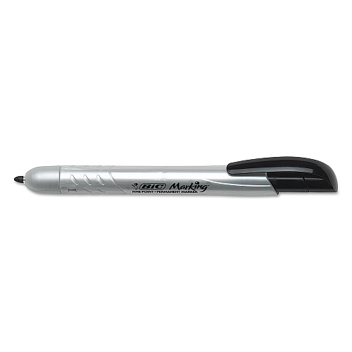 BIC Intensity Retractable Permanent Marker, Fine Bullet Tip, Black, Dozen (PMR11BK)