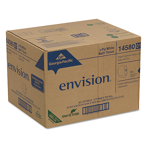 Georgia Pacific Professional Pacific Blue Basic Bathroom Tissue, Septic Safe, 1-Ply, White, 1,210 Sheets/Roll, 80 Rolls/Carton (1458001)